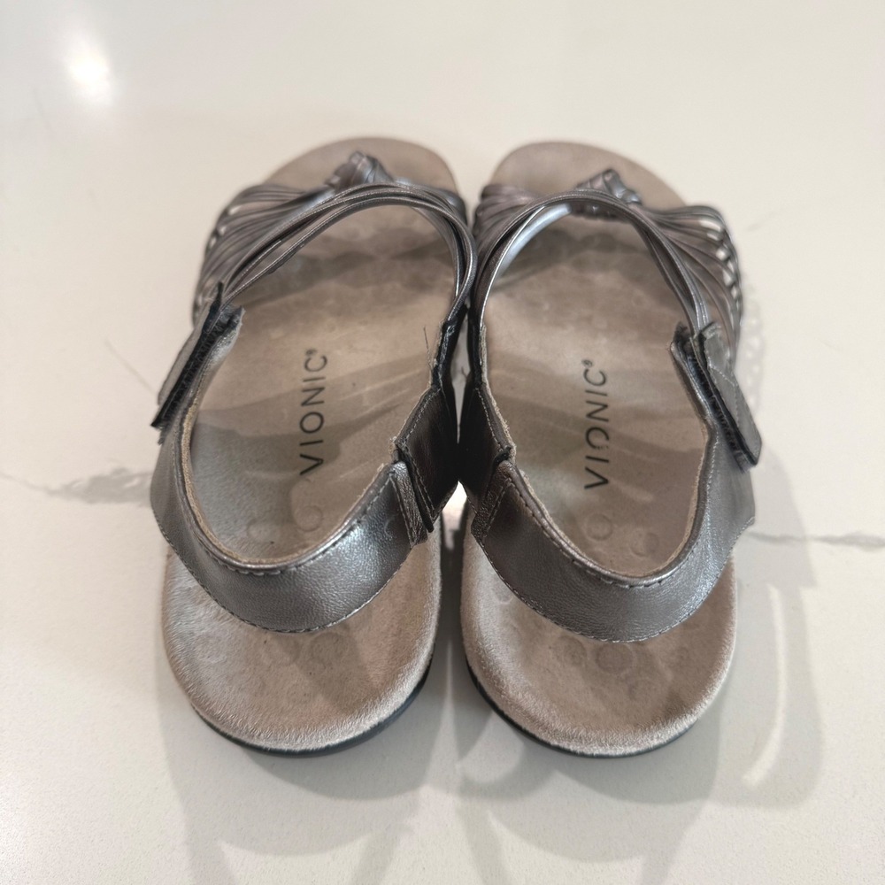 Vionic Talulah Metallic Silver Strappy Knot Comfort Sandals Women's Size‎ 7 - Picture 5 of 11